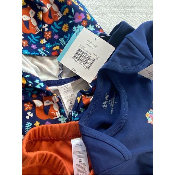 Little Me Girls 6 Months 3pc. Fox Print Hoodie Pants Set - Picture 6 of 9